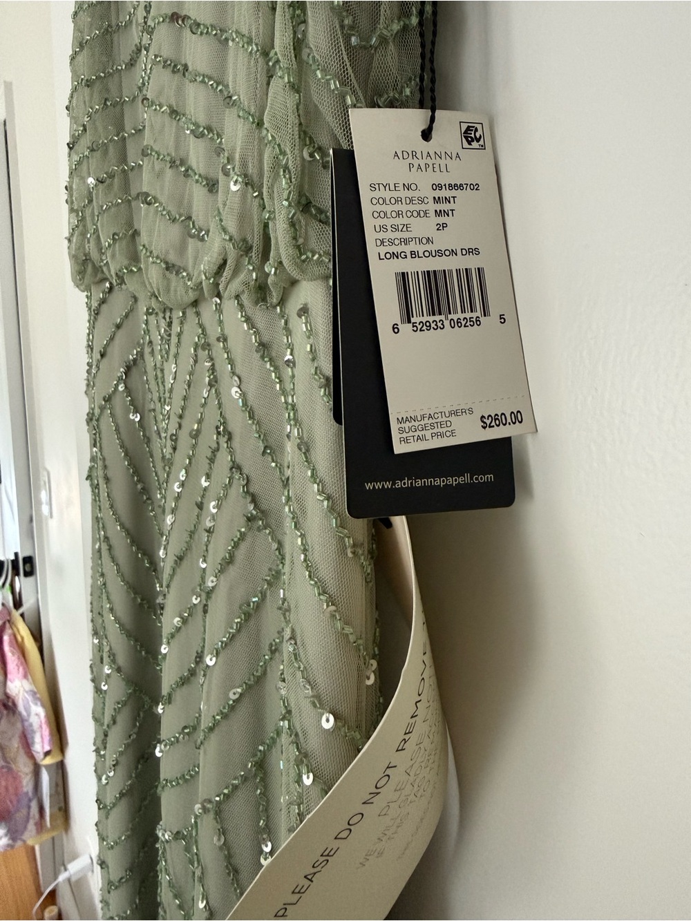 Adrianna Papell Beaded Sage Green V-Neck Maxi Dress - Picture 2 of 2